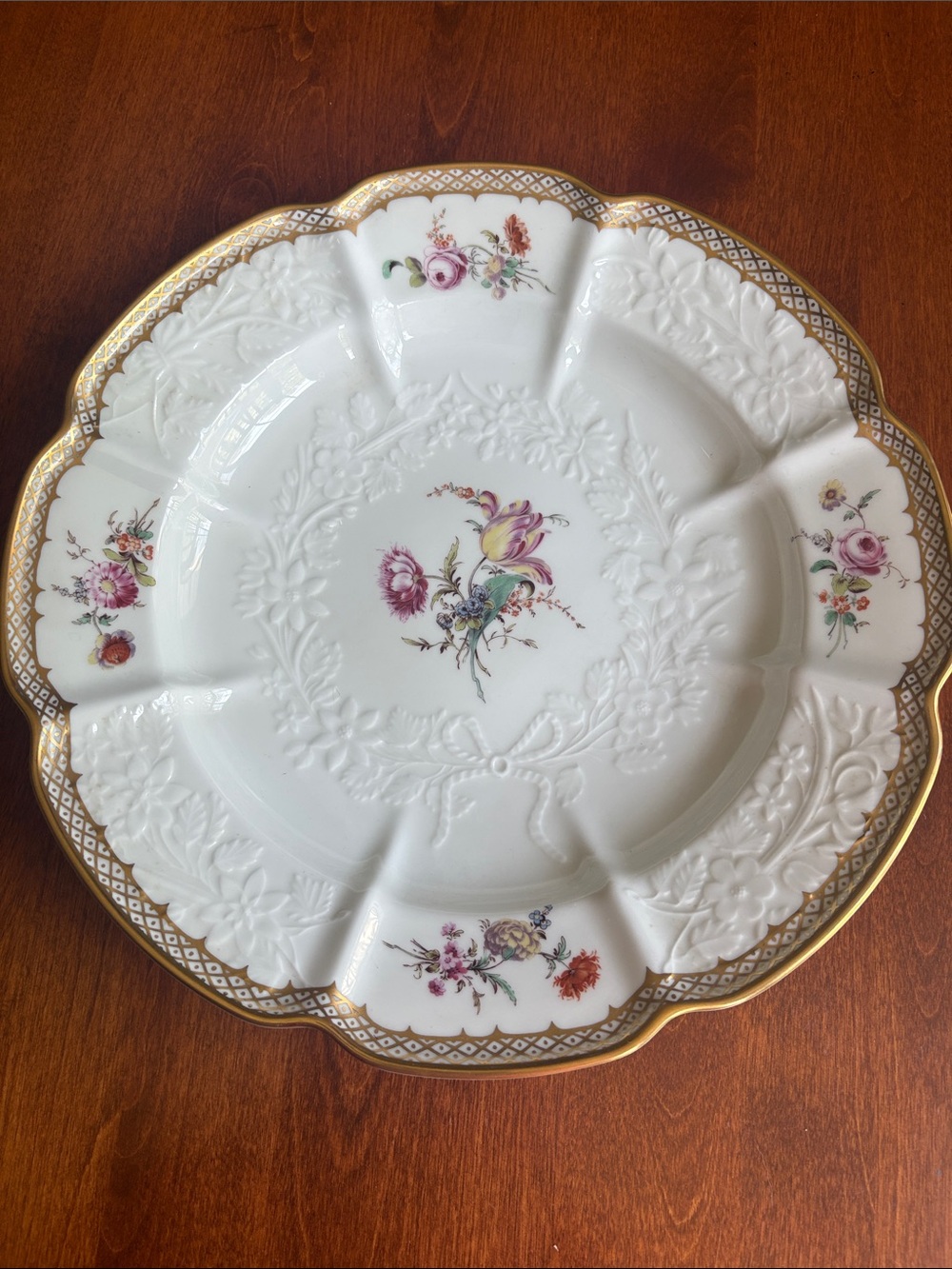 Vintage Lenox Mayence Platter - White with Gold Trim and Flowers